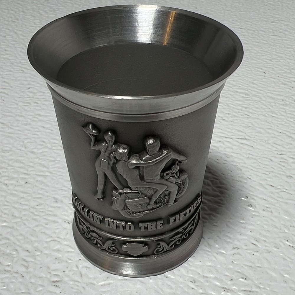 Harley-Davidson Pewter Shot Glass "Rollin Into the Fifties" Limited Edition '98